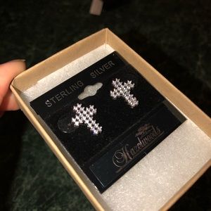 Sterling Silver Cross Earrings